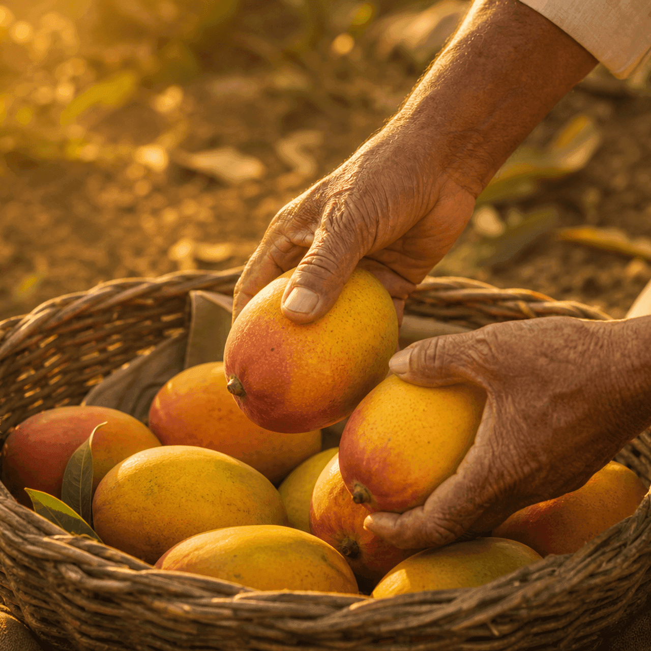 Mango harvest in the cool of dawn